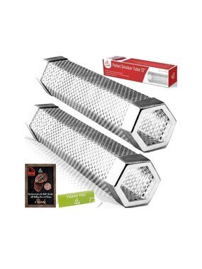 LizzQ Premium Pellet Smoker Tube 12" Set Of 2 For Hot & Cold Smoking